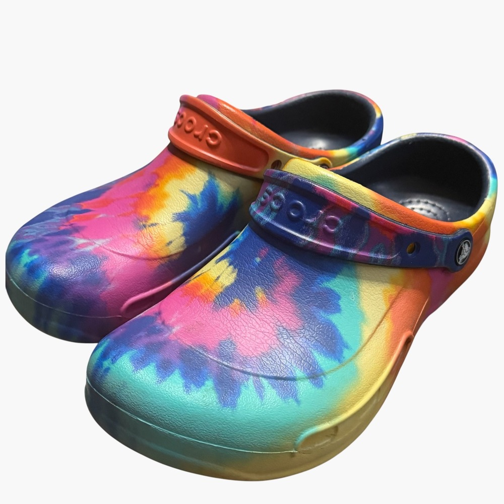 Crocs Bistro Tie Dye Graphic Clogs Womens 11 Mens 9 Slip Resistant